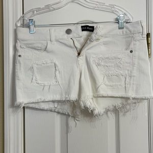 Express Low Rise White Jean Shorts